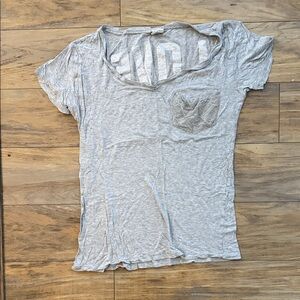 PINK Victoria's Secret Light Gray Short Sleeve Tee